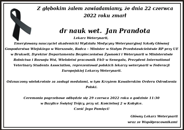 Ostatnie pożegnanie dr nauk wet. Jana Prandoty