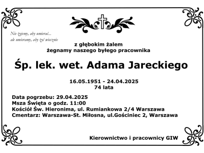 Ostatnie pożegnanie lek. wet. Adama Jareckiego