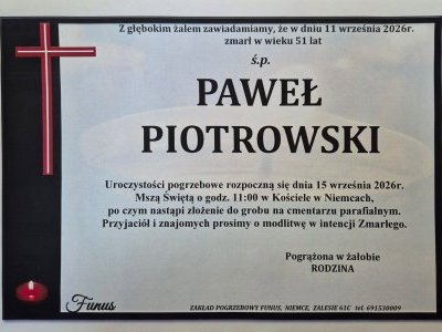 Nekrolog lek. wet. Paweł Piotrowski