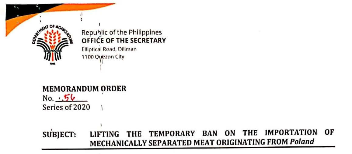 Zniesienie zakazu eksportu MOM na Filipiny